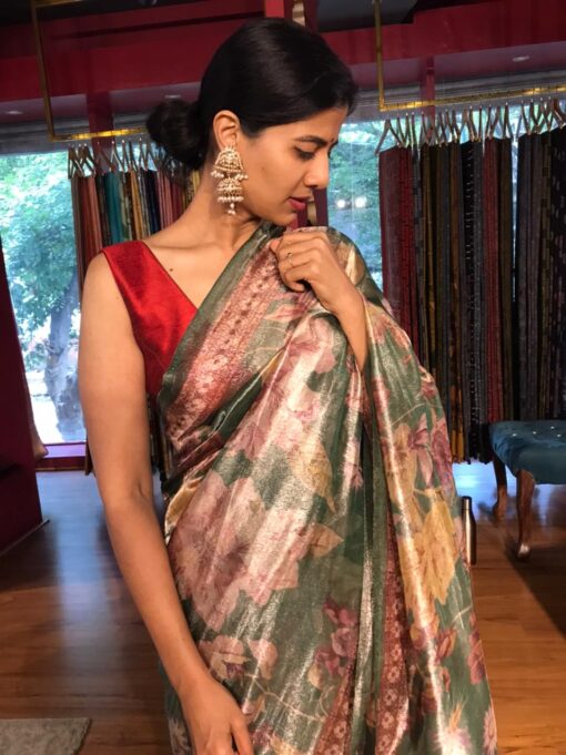 Party wear Tissue Silk Saree by Mirra Clothing