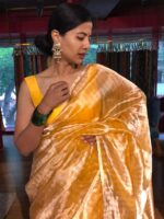 Haldi Yellow Tissue Silk Saree by Mirra Clothing