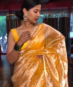 Haldi Yellow Tissue Silk Saree by Mirra Clothing