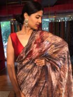 Printed Tissue Silk Saree by Mirra Clothing