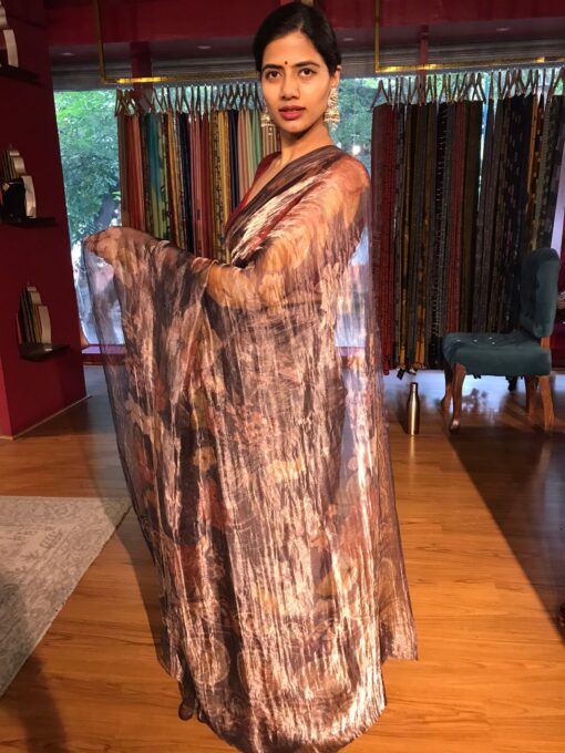 light in weight and semi transparent tissue Silk Saree by Mirra Clothing