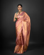 Gold Zari weaves tissue saree by Mirra Clothing