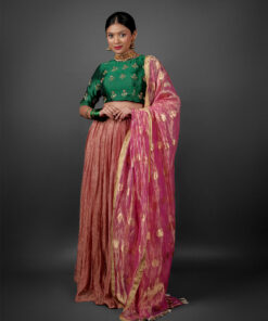 Crushed Tissue Silk Lehenga set by Mirra Clothing