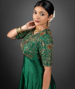 Green Silk Dress highlighted with Intricate Embroidery