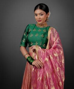 Green Embroidered Blouse Lehenga Set by Mirra Clothing