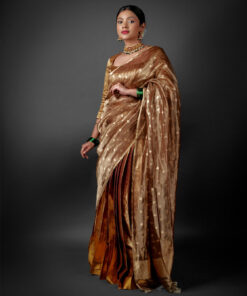 Molten gold Lehenga set by Mirra Clothing