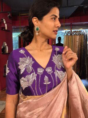 Lilac Embroidered Silk Blouse Designs Every Woman Should Own in 2025